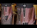 inbuilt corset dress Satin corset wedding dress with built-in corset, zipper closure, and deep V-neckline along the corset and dress line M / White