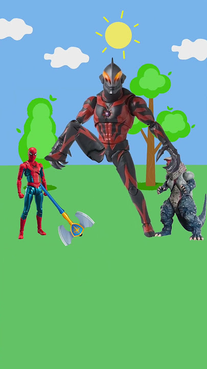 Ultraman Tiga and Spiderman fighting monsters. #spiderman #ultraman #figure