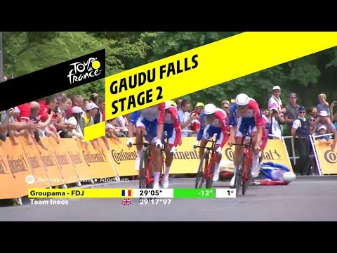 Chute de David Gaudu  - Étape 2 - Tour de France 2019