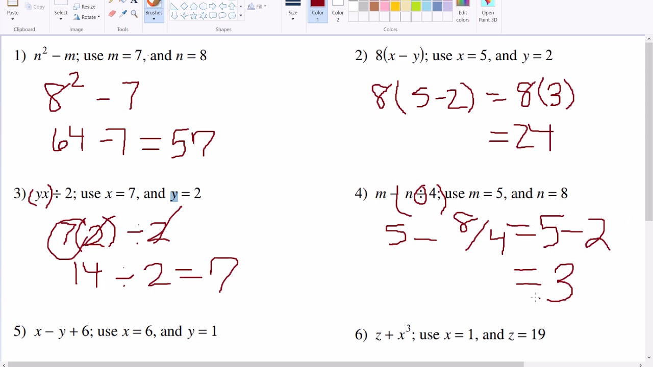 evaluating expressions