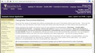 UW College of Education Online Application Demo   Part 4   GRE Scores and Letters of Recommendation