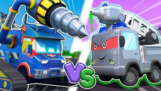 Super Bohrer vs. Roboter Feuerwehrauto! Wer ist stärker? | Autos & Trucks Einsatz für Kinder