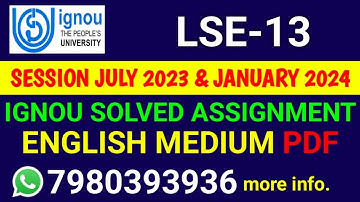 LSE 13 Solved Assignment 2023-24 English, LSE 13 Solved Assignment 23-24, LSE-13 Assignment