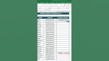 Generate Masked Aadhar Card Number in Excel | Tutor Joes