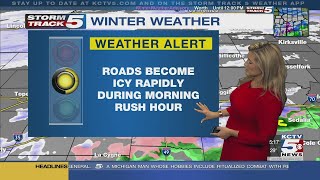 FORECAST: Light mix of rain, freezing rain, sleet and snow possible Monday morning