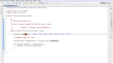 HOW TO CONVERT ARRAY TO LIST IN JAVA   DEMO