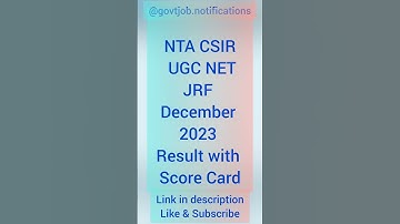 NTA CSIR UGC NET / JRF December 2023 Result with Score Card#netjrfexam #netjrf #youtubeshorts #short