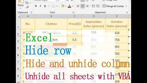 How to hide row, column, window and sheet in Excel (unhide all sheets with VBA)