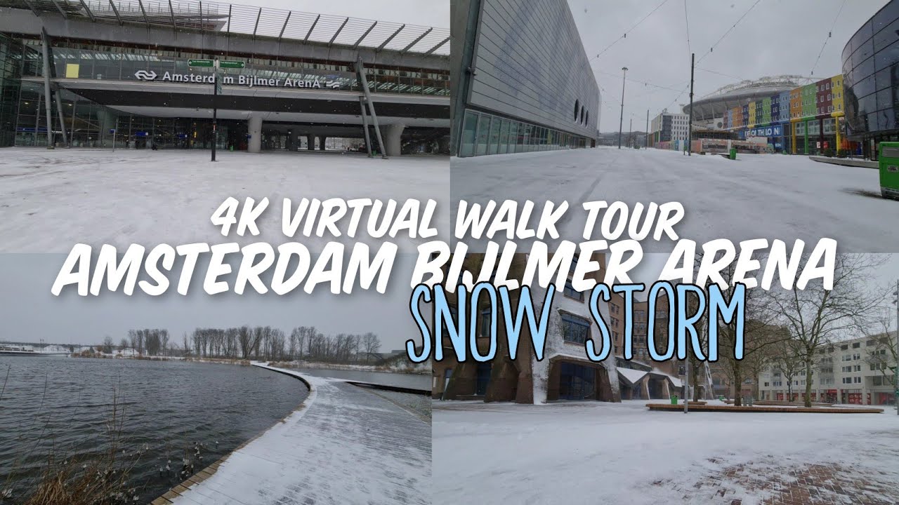 4K VIRTUAL WALK TOUR 001 - AMSTERDAM ZUIDOOST -BIJLMER SNOW STORM | 2021 FEBRUARY 07 | NETHERLANDS