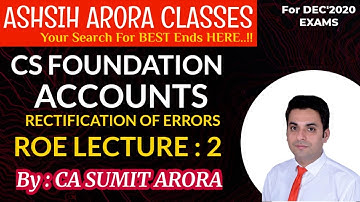 CS-FOUNDATION LIVE REVISION BATCH | ACCOUNTS | ROE CLASS 2 | CA SUMIT ARORA