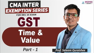 CMA Inter Taxation | Time & Value Part 1 | Exam Oriented Batch | Dec 2025 | Prof Saleem Quraishee