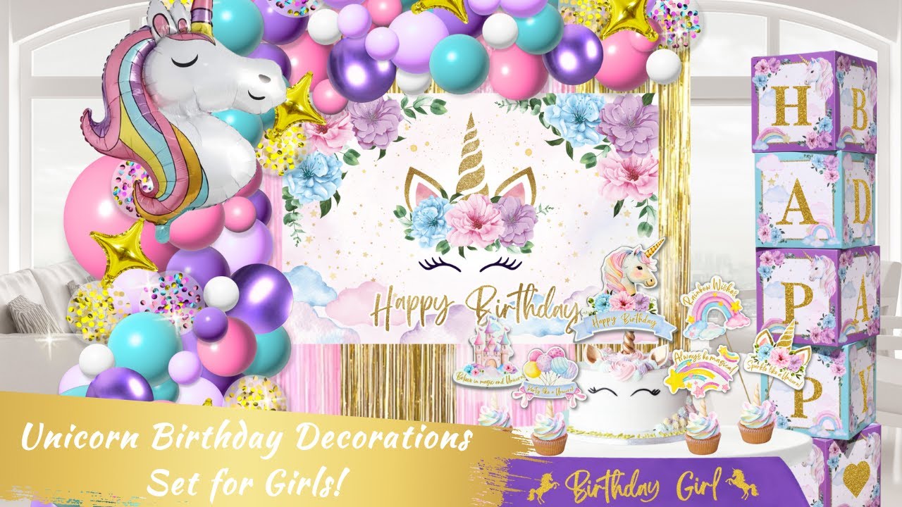 Unicorn Birthday Decorations for Girls Kit. – Rain Meadow