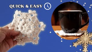 How to Crochet a Snowflake Coaster | Easy 15-Minute Project