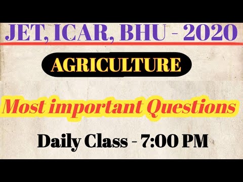 JET, ICAR, BHU - 2020 | Agriculture by Sandeep sir | Agriculture important Questions in hindi