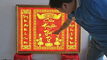 Tranh thờ cửu huyền đèn LED mẫu vàng ánh kim