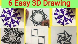 6 Easy 3D Drawing Tutorial ! 😱 Easy 3D illusion Drawing tutorials