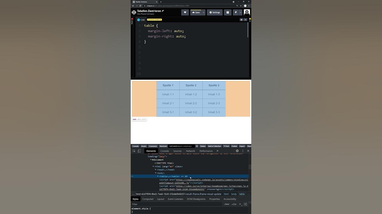 HTML Tabellen Zentrieren | #shorts - YouTube