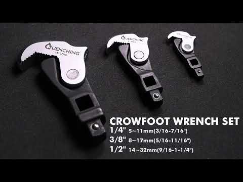 2pcs & 3pcs Spring Loaded Auto-Adjusting Crowfoot Wrench Set AD