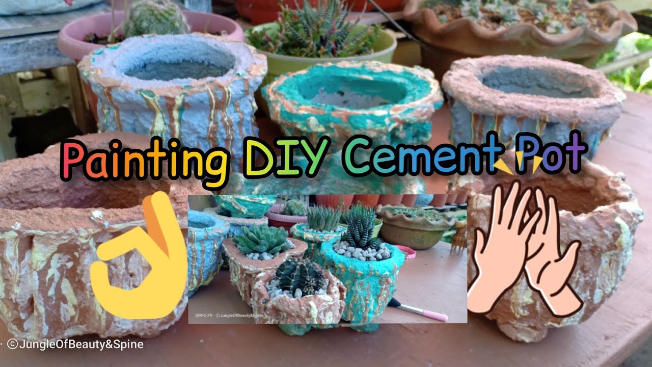 Painting DIY Cement Pot - YouTube