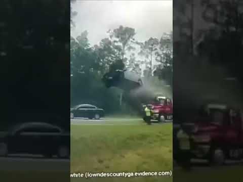 Body can captures moment car flies through the air after crash in us