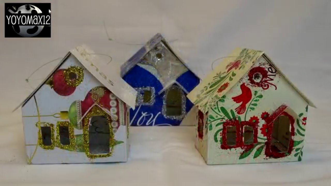 Putz "Glitter" House Ornament Using Recycled Christmas 