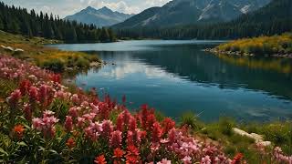 1 Hour | Calming Mountain side lake  nature ambience