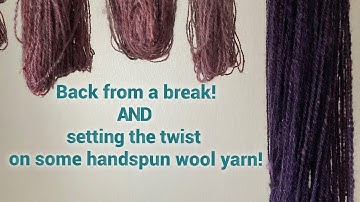 I’m Back! Setting the twist on handspun yarn.
