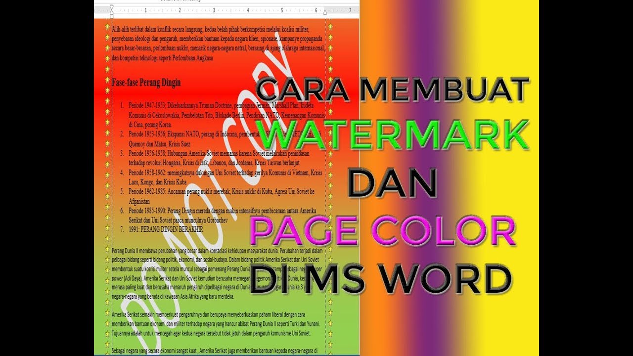 Cara Membuat Watermark Dan Page Color Di Ms Word Youtube