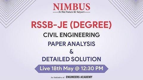 RSSB JE 2022 Paper Analysis & Detailed  Solution | Civil Engineering -Degree | RSSB Paper Solution