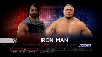 WWE 2K17 PS3 - Seth Rollins VS Brock Lesnar - Iron Man (KO On) [2K][mClassic]