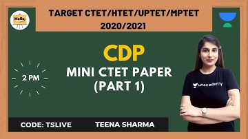 Mini CTET Paper (part 1) | Target CTET/HTET/MPTET 2020/2021 | Teena Sharma