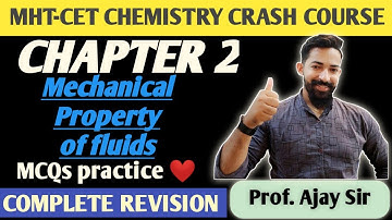 MHT CET CRASH Course | mcq mechanical properties of fluids class 12 Revision for MHT CET Entrance