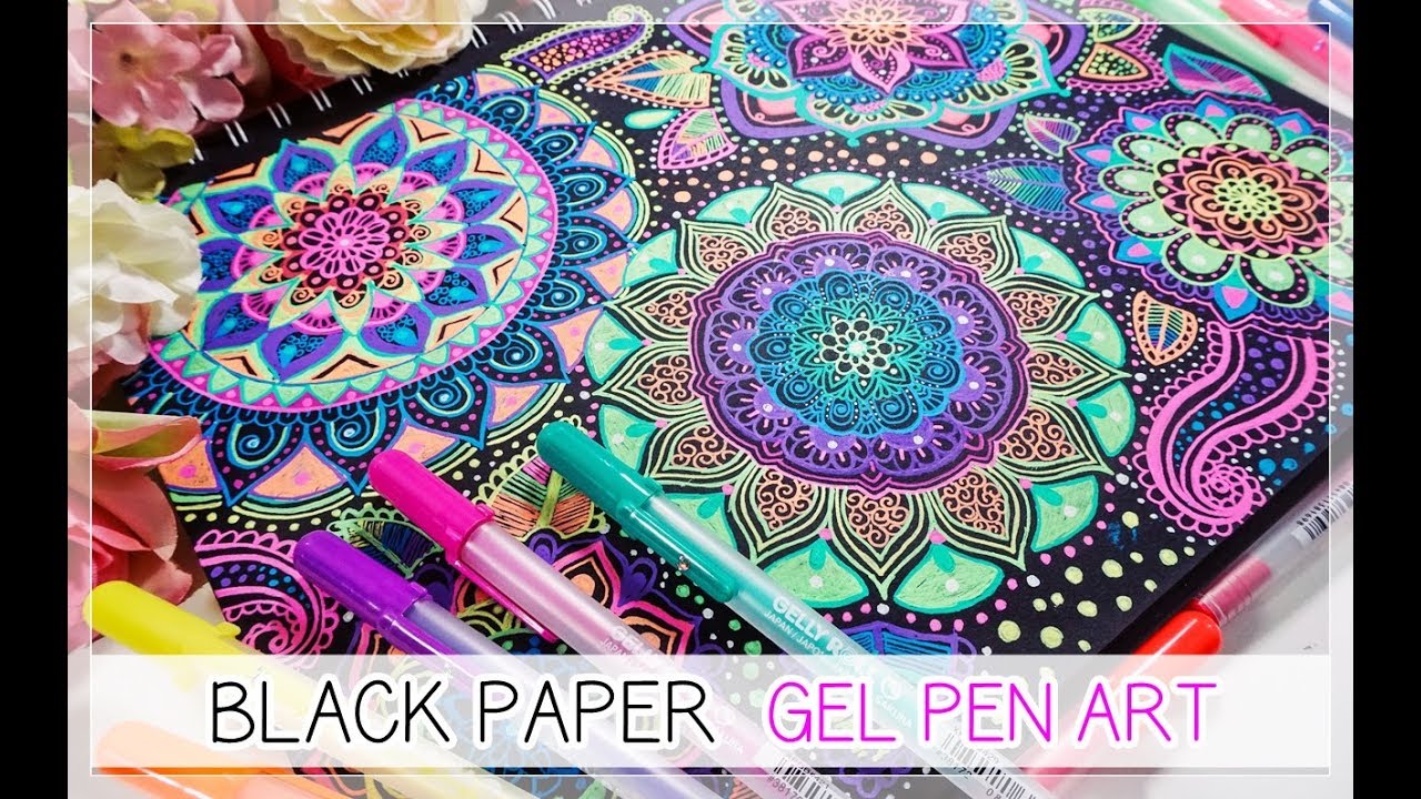 Black Paper Gel Pen Art w/Gelly Roll Pens