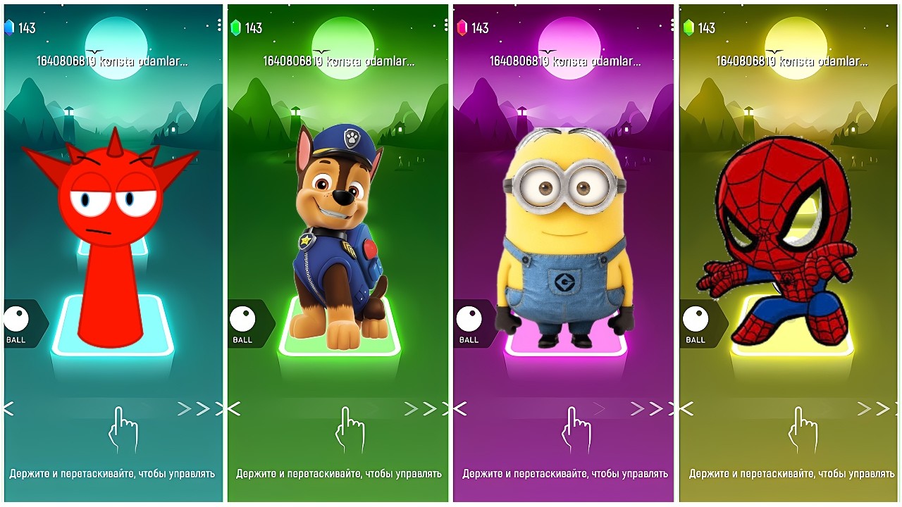 Suprunki vs Paaw Ptrol vs Minion vs SpiderMan - Tiles Hop EDM Rush