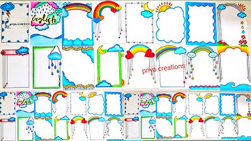 border designs on paper | rainbow clouds border design | border designs on paper for project