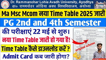 rmlau time table 2024-25 rmlau ma msc mcom 2nd 4th semester time table 2024-25 rmlau exam scheme