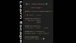 python Basics|Escapes