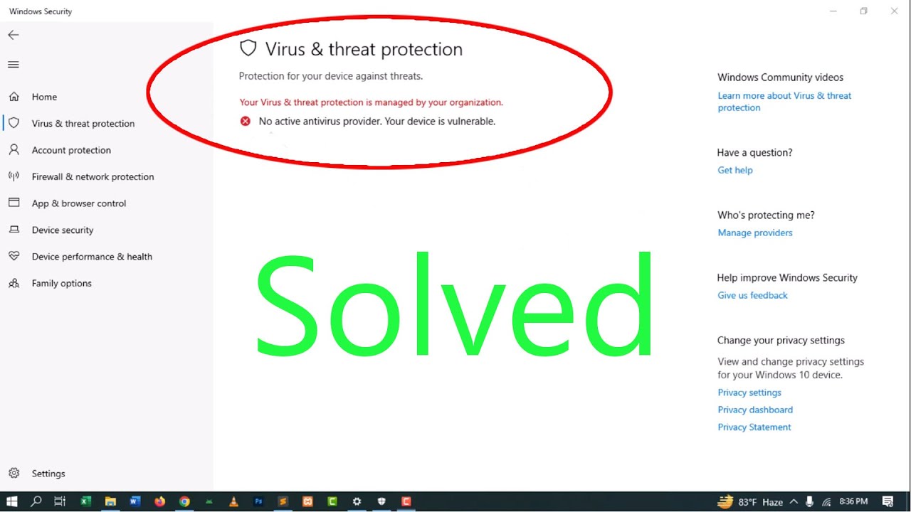 How to turn on windows defender | No active antivirus provider - YouTube