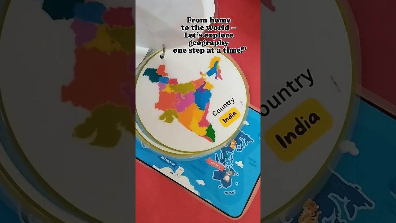 Geography for little minds! 🌍📍 With DIY prop, Aryan is learning the big world!  