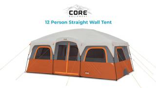 CORE 10 Person Straight Wall Cabin Tent (Orange) - Nature tee