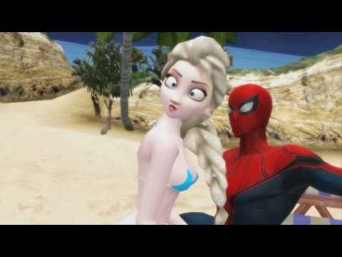 FUN Elsa Caught Spiderman Sleeping in Spiderman Cartoon - Frozen Elsa Kissed Spiderman