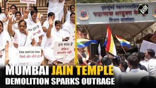 Jain community members protest outside BMC office, after Mumbai temple demolition