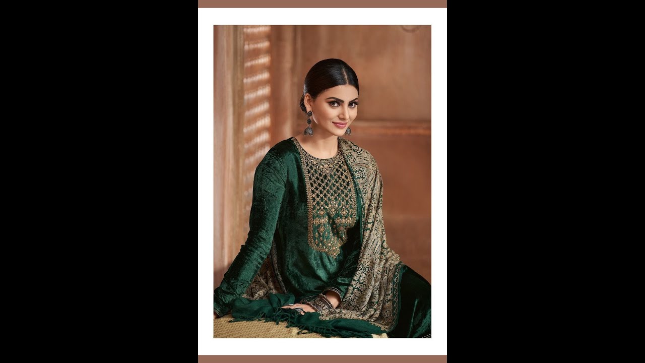 Varsha Shezan Pure Velvet Solid Work Attractive Look Fancy Salwar Suits