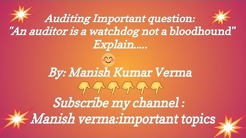 An Auditor is a watchdog not a bloodhound - Full explanation.