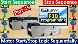 Multiple Motors Start and Stop Sequentially - Programming in FBD | Studio5000 | AGEIN AUTOMATION