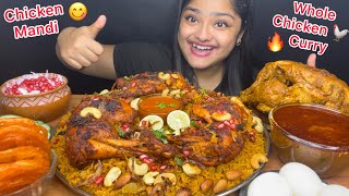 SPICY WHOLE CHICKEN CURRY WITH CHICKEN MANDI BIRYANI, BOILED EGGS, RAITA AND JALEBI | EATING SHOW