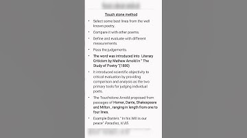 Touch Stone Method,Mathew Arnold #shortsvideo literary Terms