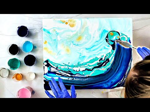 STUNNING Wave Swipe & CLOUDY Sky ? Don’t MISS! ? Acrylic Pouring ~Grand Finale w/  @MOLLY'S ARTISTRY