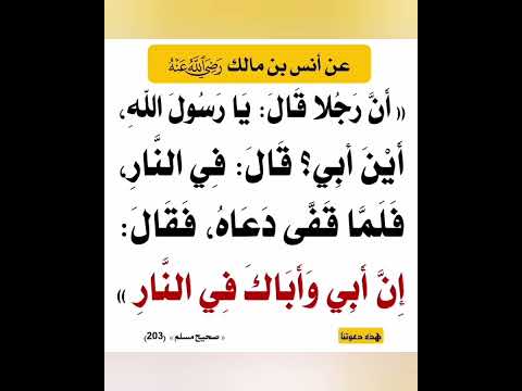 أن رجلا قال يا رسول الله أين أبي قال أبوك في النار فلما ق ف ى قال إن أبي وأباك في النار