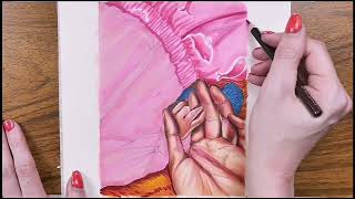 Drawing with Brutfuner Colorpencils and Ohuhu markers - New Born ? Timelapse